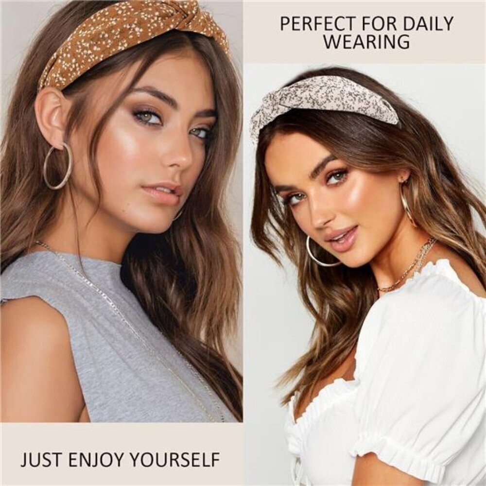 4Pcs Floral Knotted Headbands for Women Fashion, Top Knot Fabric Headbands - Picture 7 of 7